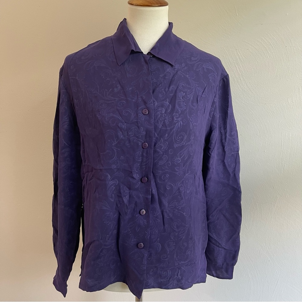 Vintage Silk Button Up Long Sleeve Blouse